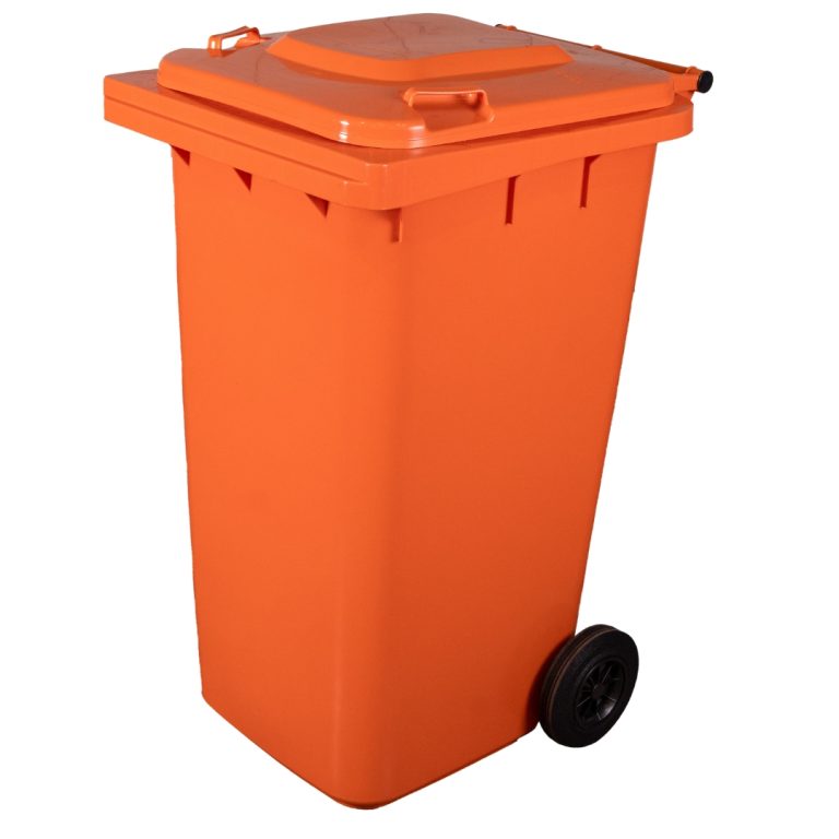 Lixeira Contêiner Laranja 240L Rodas 200mm (Padrão ANVISA) – Coleta Seletiva