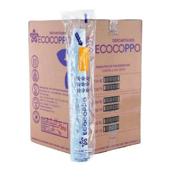 Copo Plástico 200ml Branco CX 2500 UN Ecocoppo