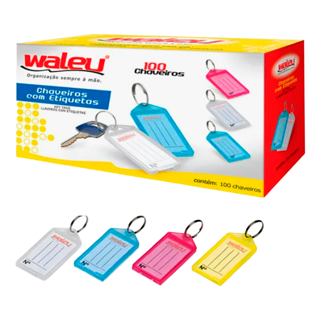 Chaveiro Identificador de Chaves com Etiqueta Maxcril (Caixa c_ 100un Cores Sortidas) A