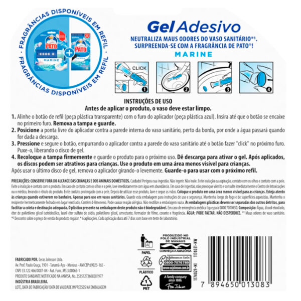 Pato Gel Adesivo Sanitário Marine – Limpeza Contínua (Aplicador + 6 Discos) B