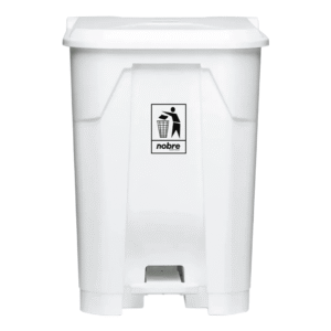 Lixeira 50 Litros Branca com Pedal e Rodas