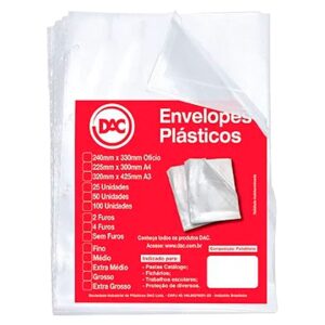 Saco Plástico Ofício 4 Furos PP (Pacote c/ 100 Unidades)