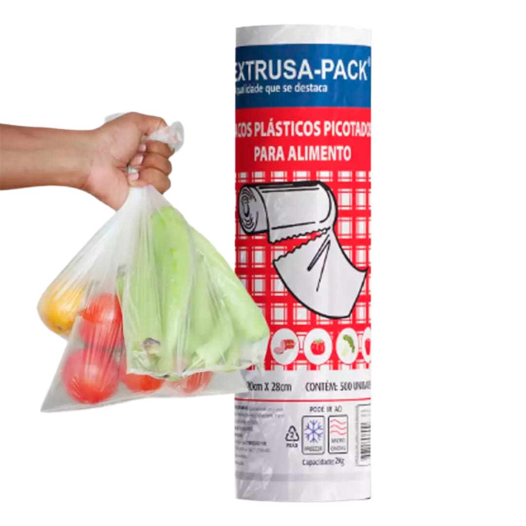 Saco Plástico Picotado (Bobina) 20x28cm - Extrusa