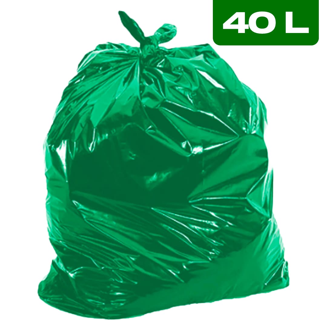 Saco de Lixo 40L Verde (Pacote c/ 100 Unidades)