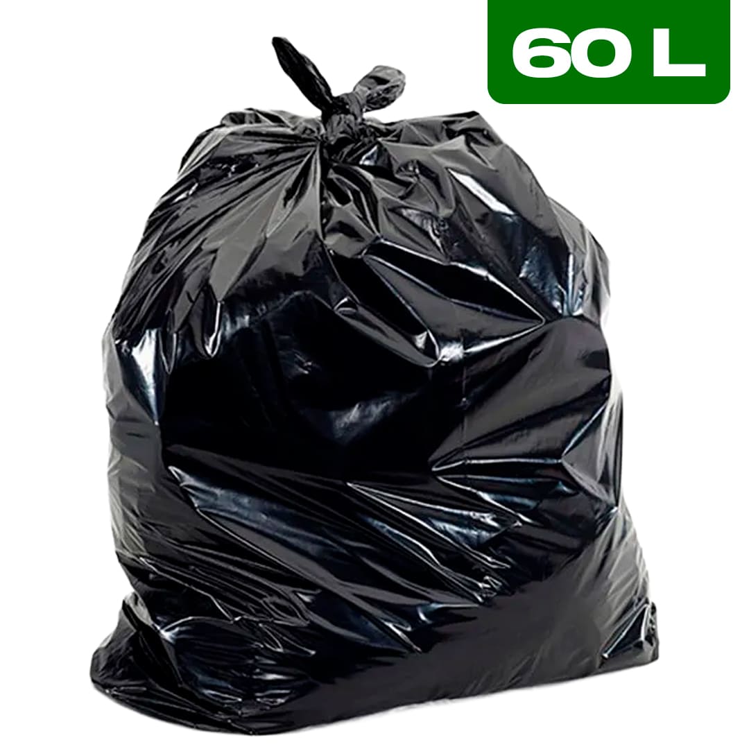 Saco de Lixo 60L Preto (Pacote Econômico c/ 100 Unidades)