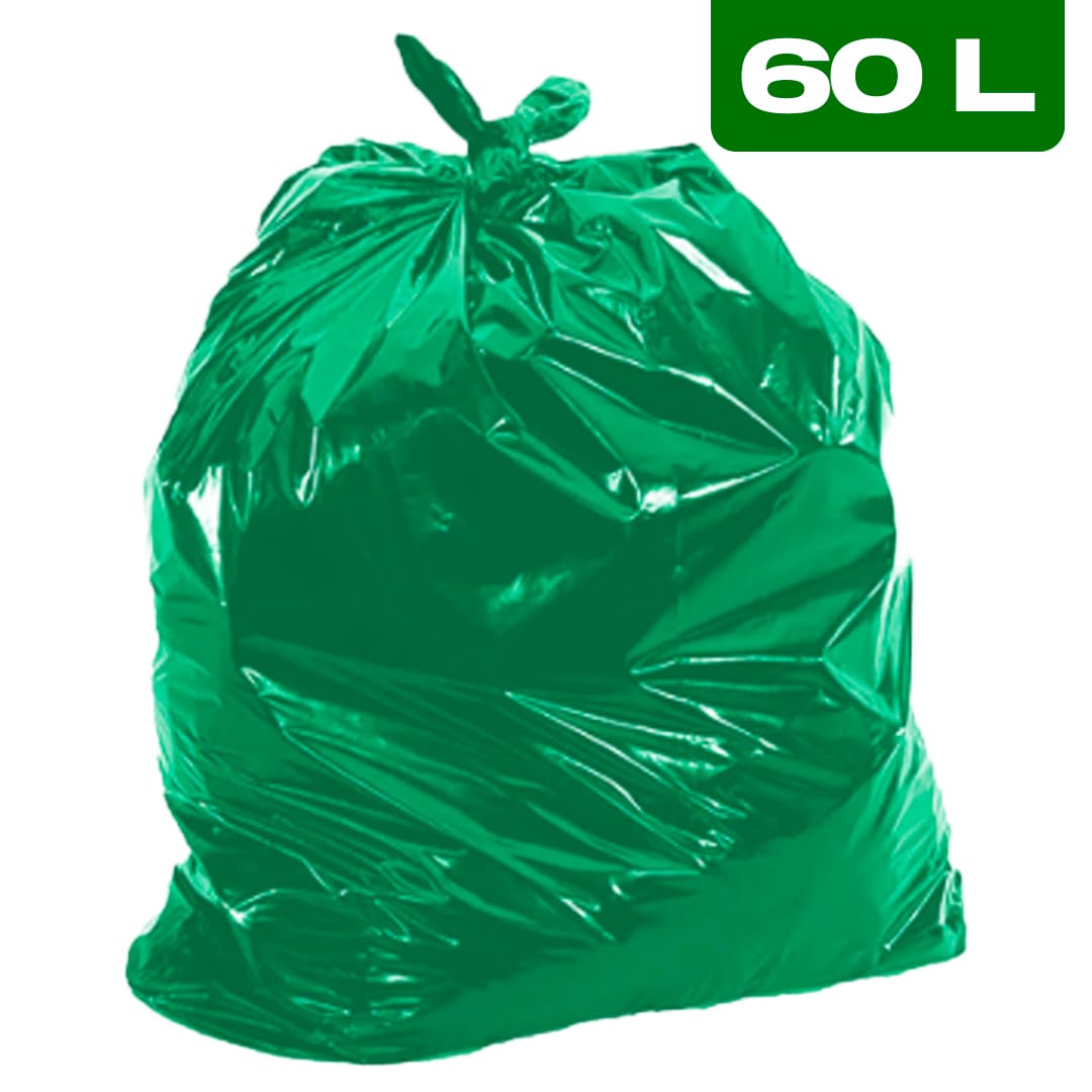 Saco de Lixo 60L Verde 55x60cm (Pacote c/ 100 Unidades)