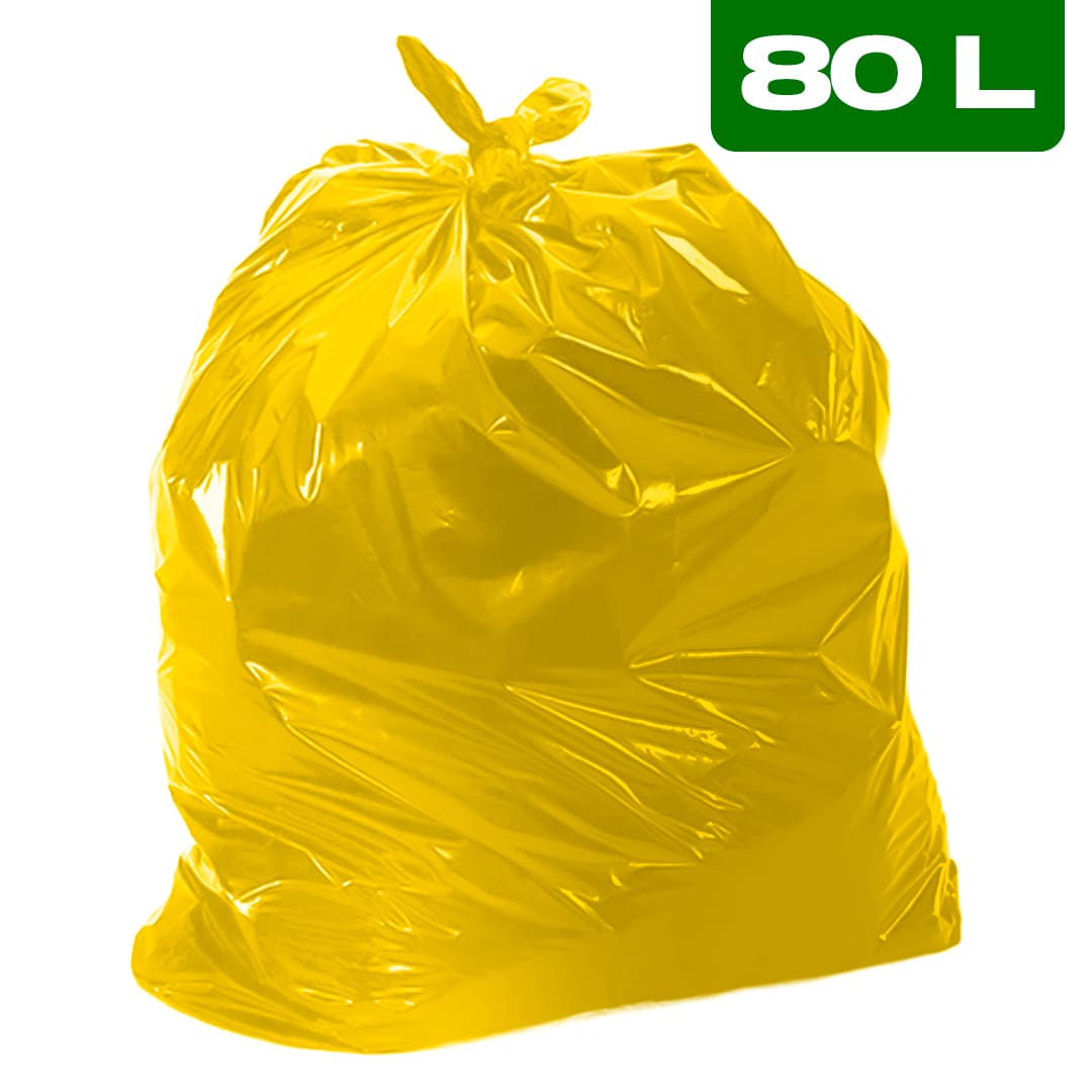 Saco de Lixo Amarelo 80L (Pacote c/ 100 Unidades)