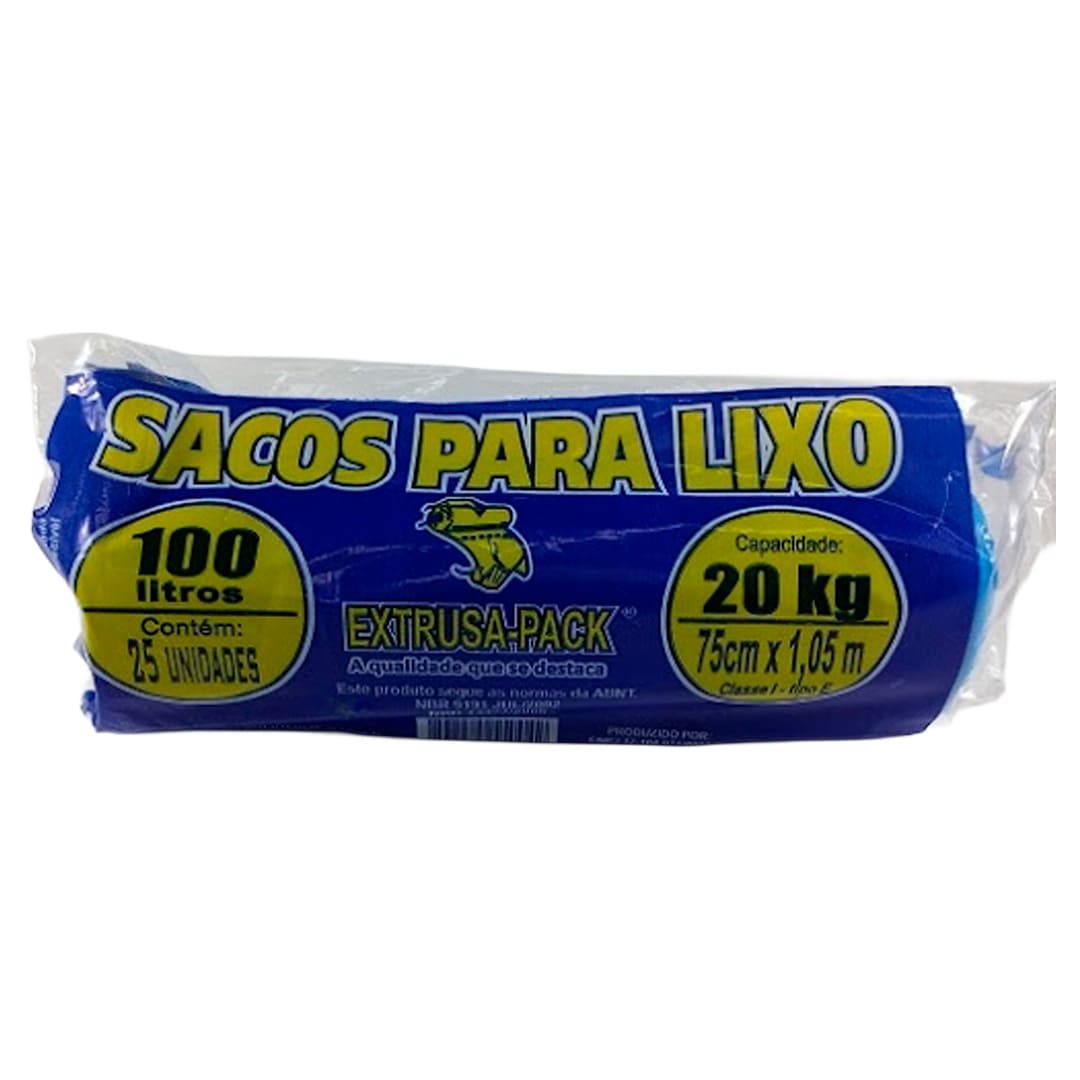 Saco de Lixo Azul 100L (Rolo) - Extrusa-Pack