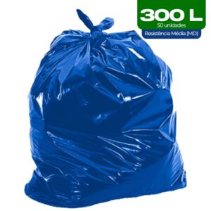 Saco de Lixo Azul 300L (Pacote c/ 50 Unid.) - Resistência Média (MD)