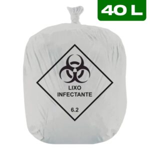Saco de Lixo Infectante 40L (Branco) Pacote c/ 100 Unidades