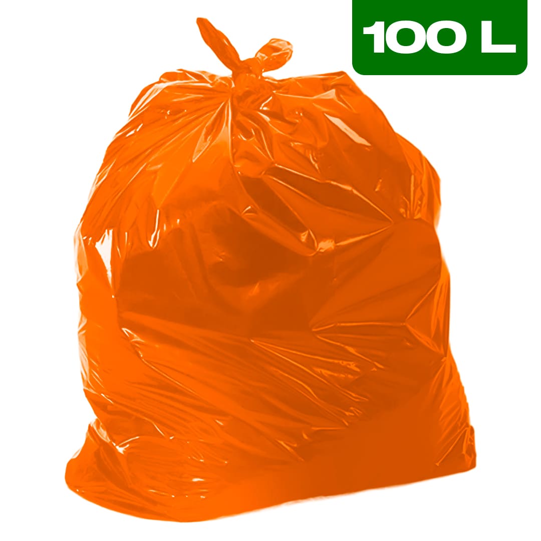 Saco de Lixo Laranja 100L (Pacote c/ 100 Unidades) - Descarte Especial