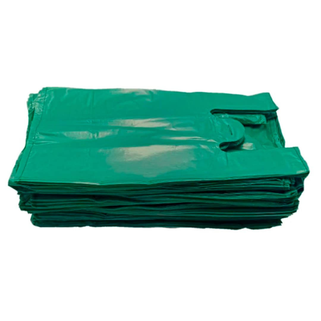 Sacola Camiseta Verde Reciclada 60x75cm - Bomplast (Caixa c/ 5kg)