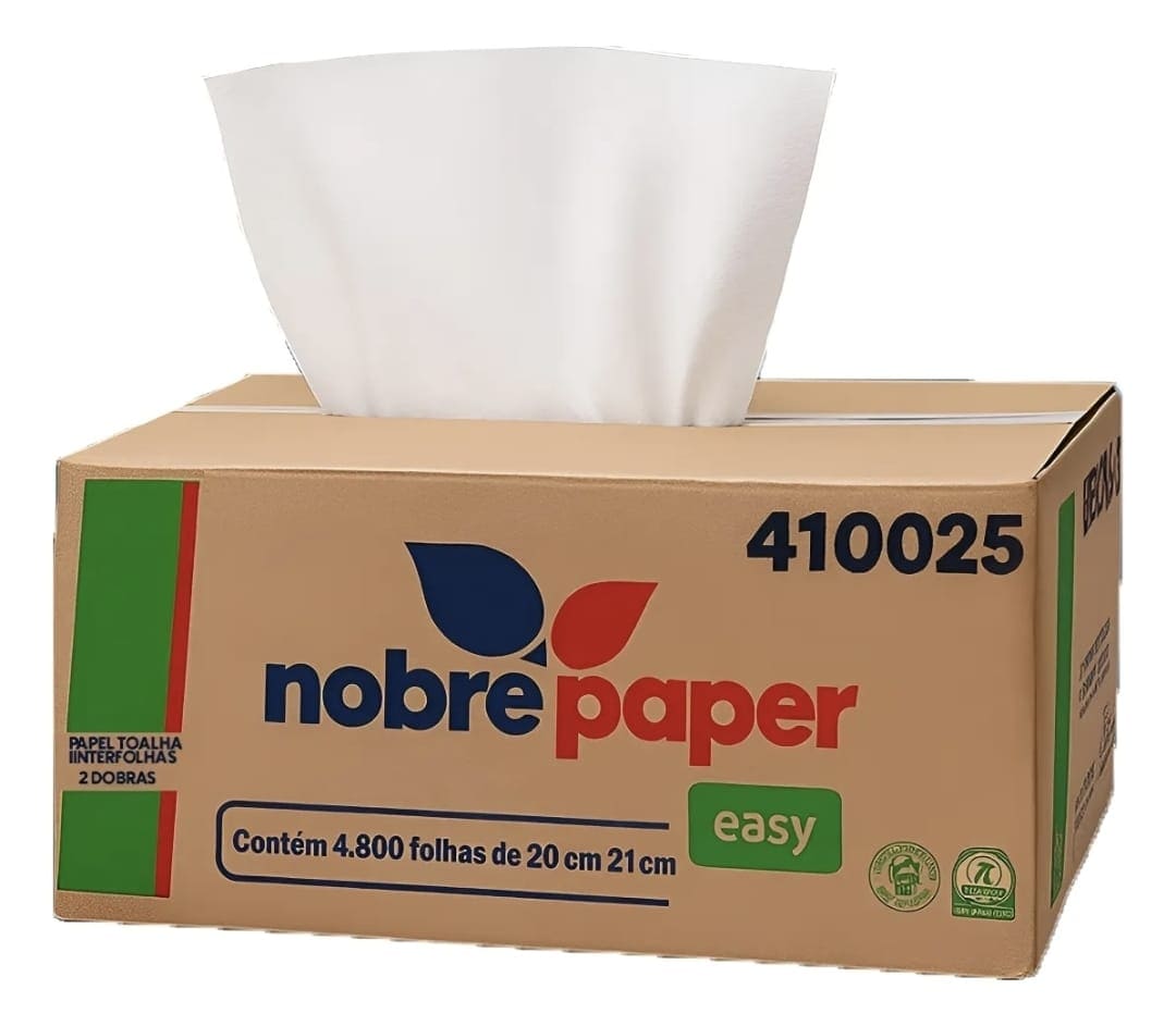 Papel Toalha Interfolha Nobre Easy (Folha Simples) 20x21cm | Caixa c/ 4800 Fls